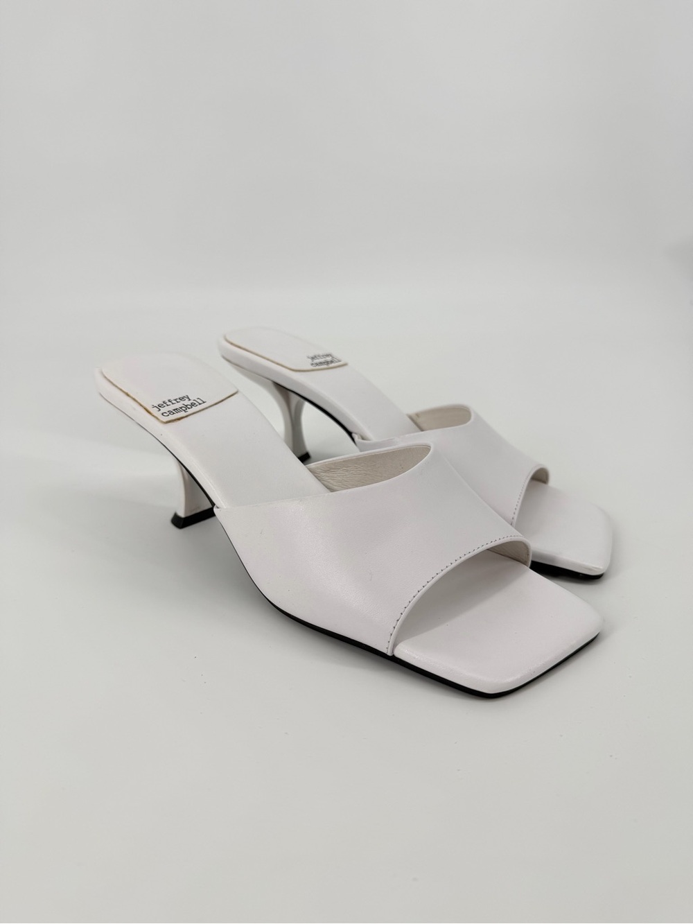 Jeffrey Campbell White Leather Kitten Heel Mules Women’s Size 10